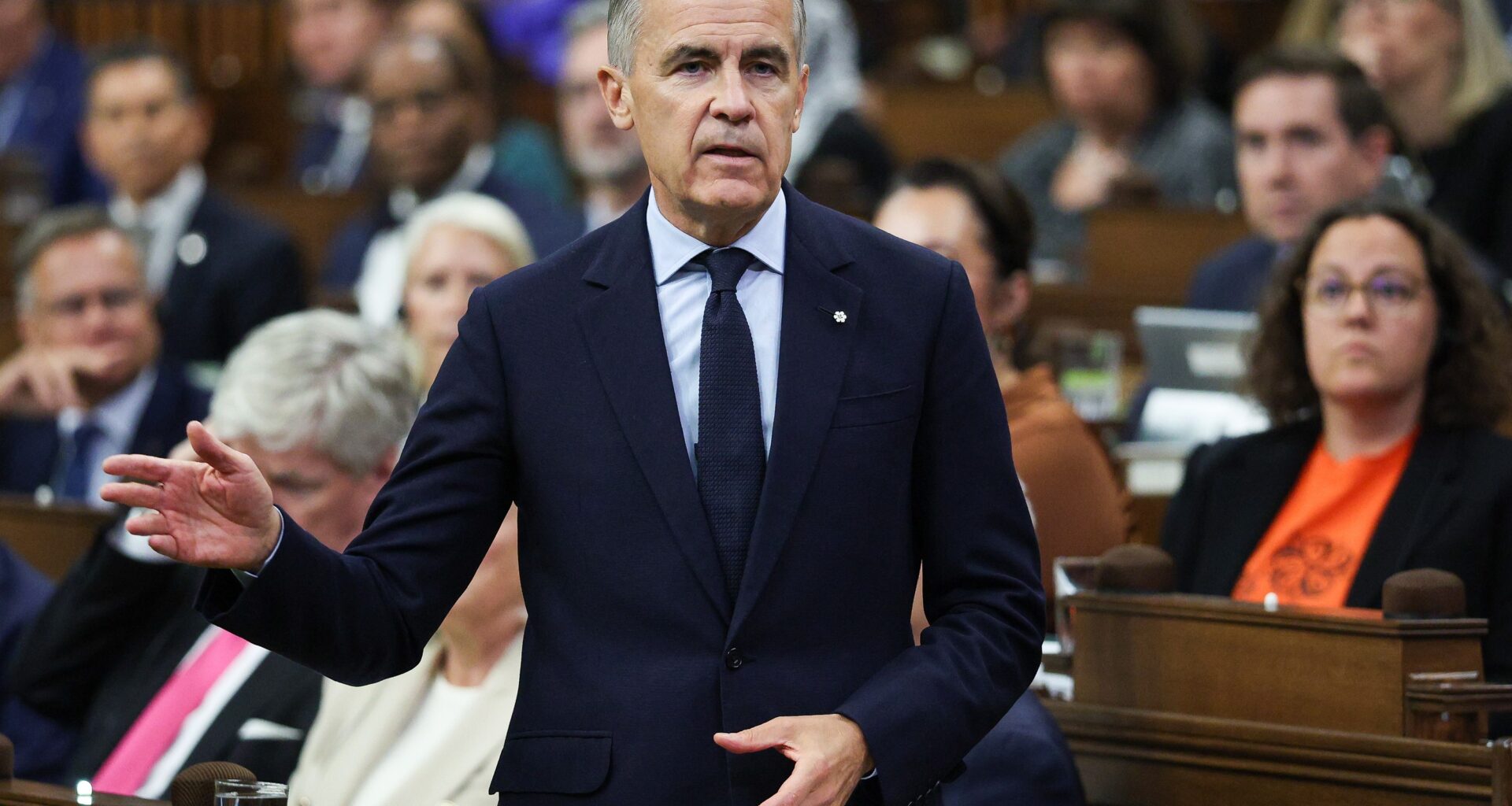 Prime Minister Mark Carney speaks during Question Period in the House of Commons on Parliament Hill in Ottawa.
