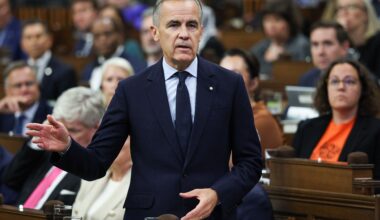 Prime Minister Mark Carney speaks during Question Period in the House of Commons on Parliament Hill in Ottawa.