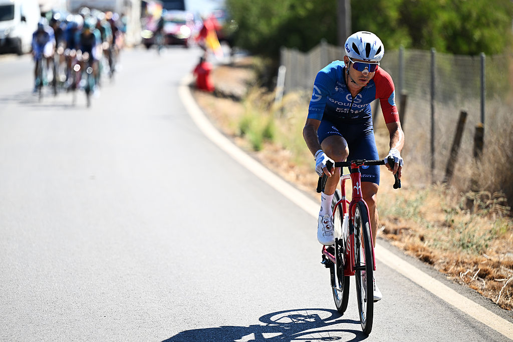 ESTEPONA​, SPAIN - SEPTEMBER 11: Rudy Molard of France and Team Groupama - FDJ United attacks during the La Vuelta - 81st Tour of Spain 2026, Stage 19 a 210.8km stage from Velez-Malaga to Penas Blancas. Estepona 1274m / #UCIWT / on September 11, 2026 in Estepona, Spain. (Photo by Tim de Waele/Getty Images)