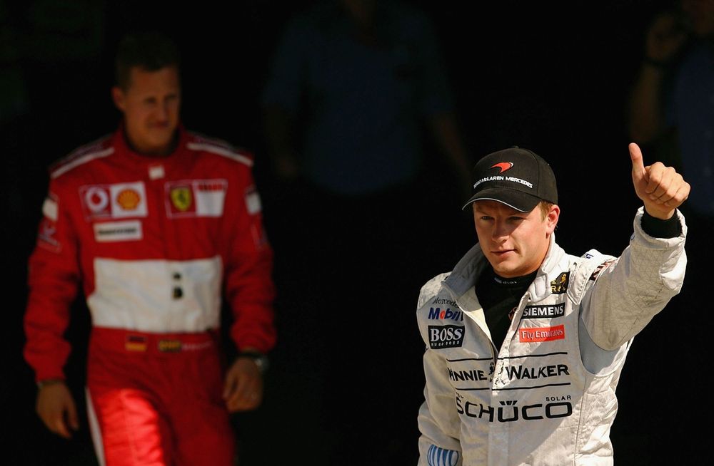 Raikkonen represented Ferrari's future, with Schumacher finding himself between a rock and a hard place