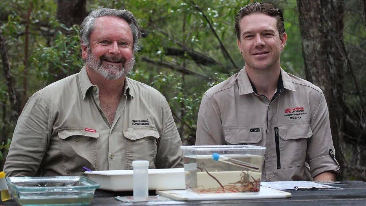 DETSI Principal Scientist David Moffatt and Griffith University’s Dr Luke Carpenter-Bundhoo. Image Credit: Griffith University New funding will take the search deeper into Queensland