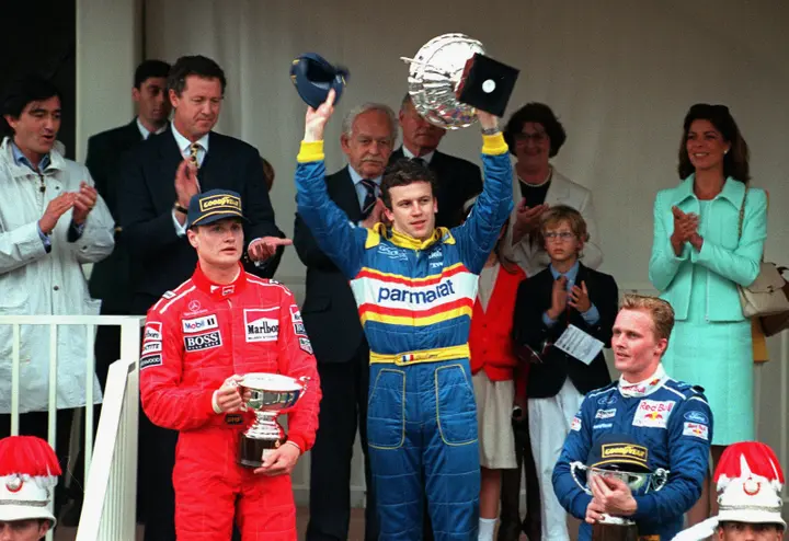 olivier panis ligier mugen honda avait devance david coulthard et johnny herbert lors du grand prix de monaco photo maxppp maxppp 1599428294
