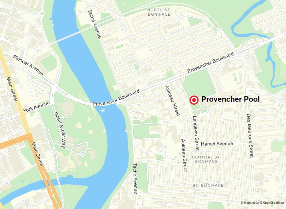 Provencher Pool is located at 590 rue Langevin in St. Boniface.