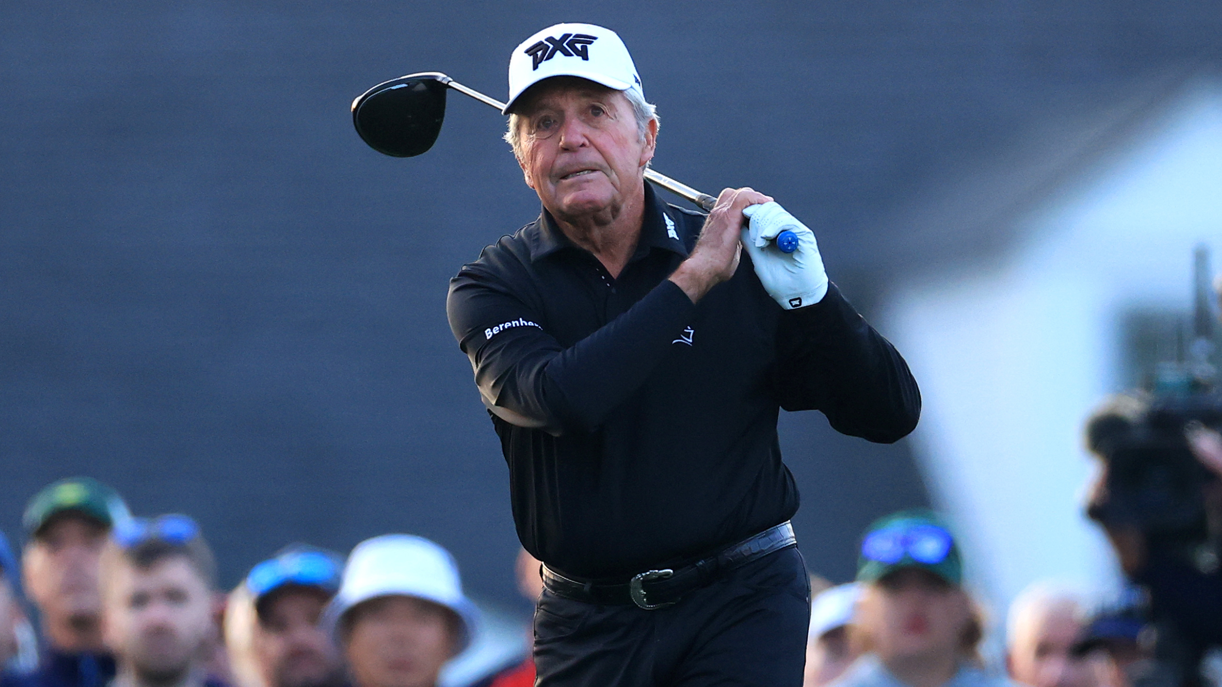 Gary Player takes a shot on the first tee at Augusta National