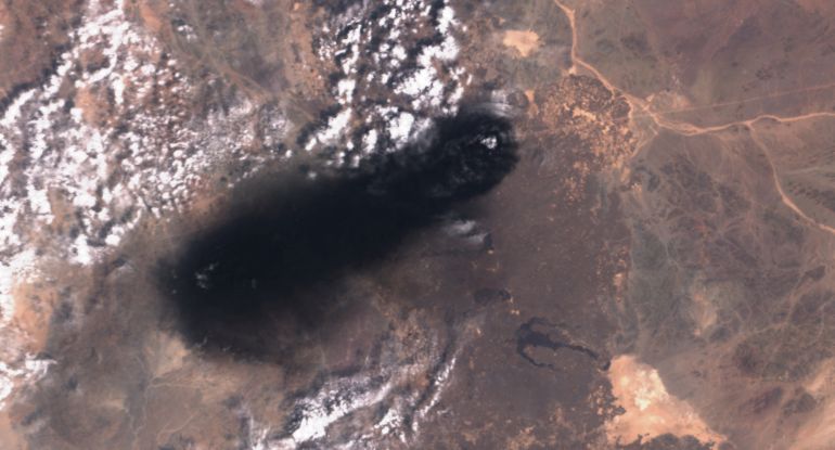 A satellite image shows black smoke rising from an area of Saudi Arabia’s East-West oil pipeline south of Medina, Hejaz Region, Saudi Arabia September 10, 2026. European Union/Copernicus Sentinel-3/Handout via REUTERS THIS IMAGE HAS BEEN SUPPLIED BY A THIRD PARTY. MANDATORY CREDIT. NO RESALES. NO ARCHIVES. VERIFICATION: - NASA FIRMS detected thermal activity at area of East-West oil pipeline south of Medina on September 10 - Multiple publicly available maps, including Open Infrastructure Map, show East-West oil pipeline in that area - Archive satellite imagery from February 2026 shows oil infrastructure in the area where black smoke was emanating - There was no confirmation from Saudi Arabia of an incident in the area - Saudi Arabia’s government media office and Aramco did not immediately reply to requests for comment on smoke being visible in satellite imagery from September 10
