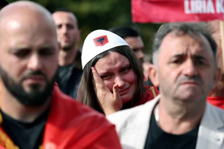 A supporter of former Kosovo President Hashim Thaci reacts after he was found guilty of war crimes by the Kosovo war crimes tribunal, in The Hague, Netherlands, September 16, 2026. REUTERS/Omar Havana TPX IMAGES OF THE DAY