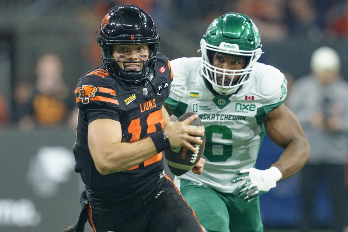 Roughriders can't contain Lions quarterback Nathan Rourke in crucial road loss