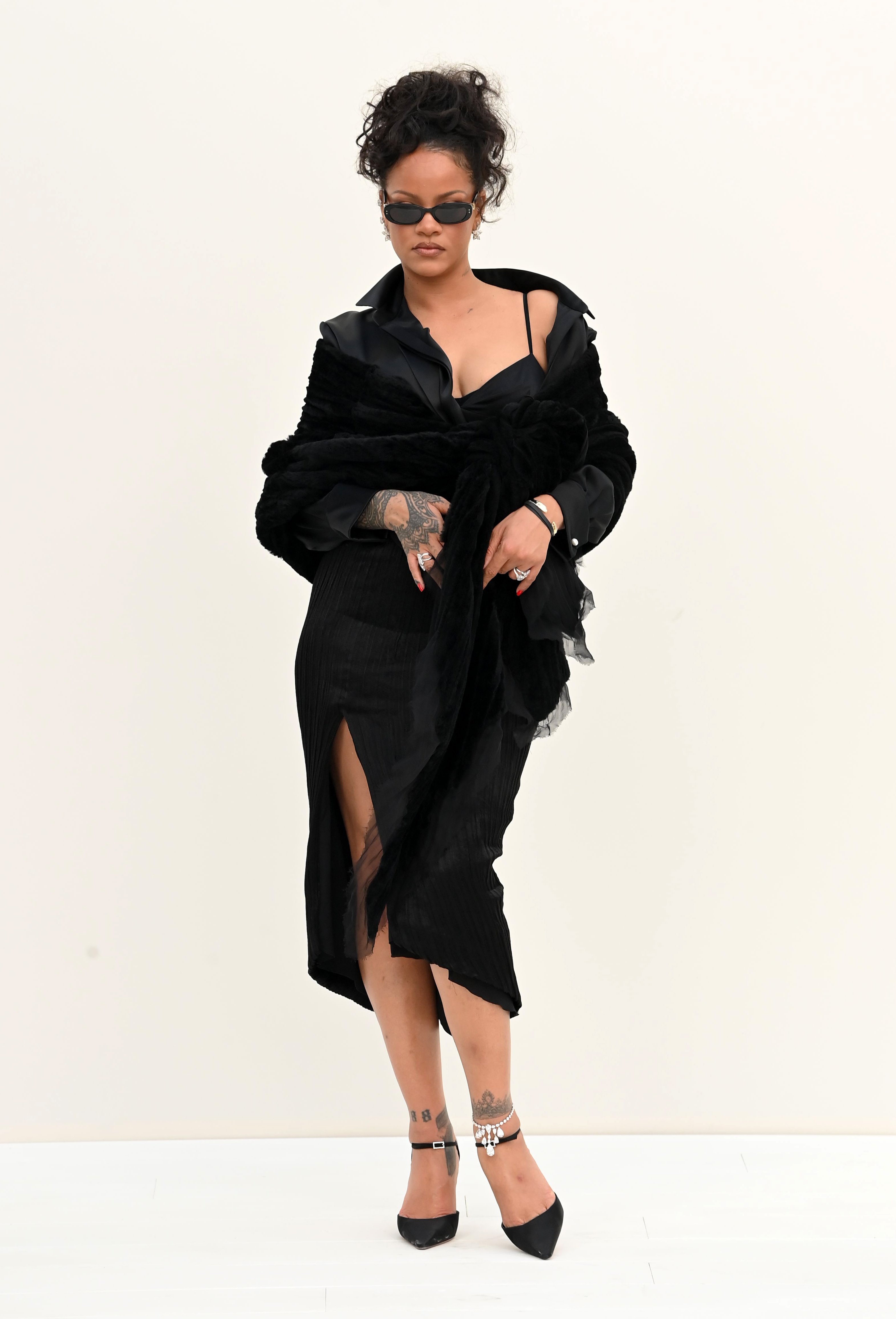 Rihanna in the front row of the Christian Dior show at Paris Fashion Week.