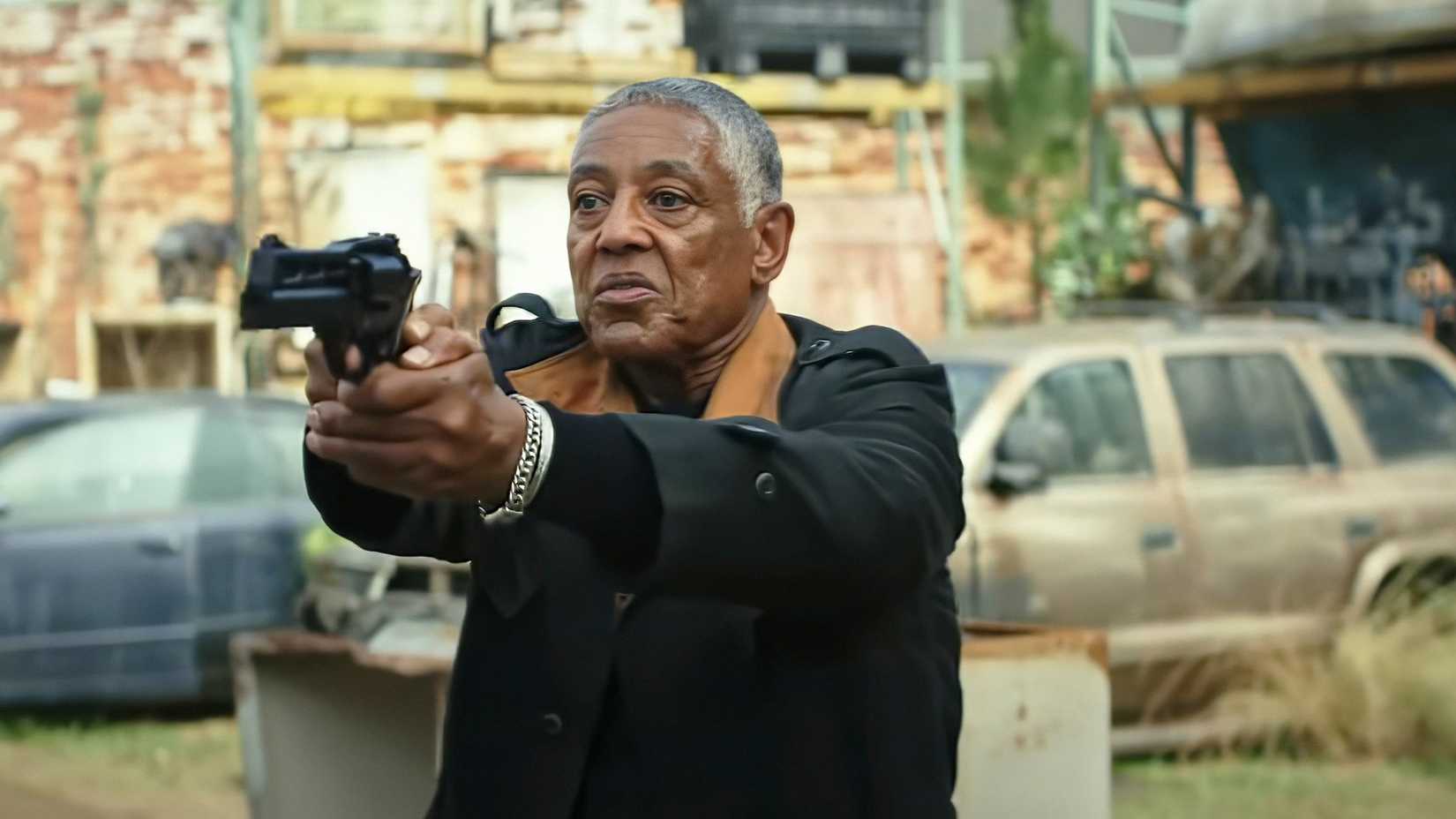 Sidewinder (Giancarlo Esposito) points a gun in Captain America Brave New World