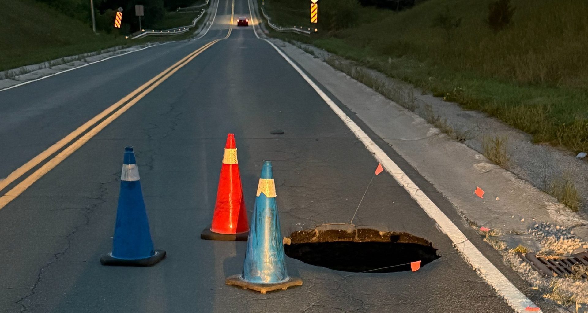 ROAD CLOSED: Sinkhole opens after storm hits north of Brampton