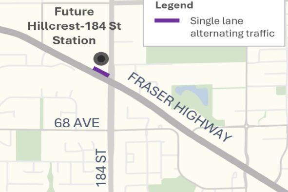 Alternating, single-lane traffic to be implemented Sept. 11 on Fraser Hwy at 184th