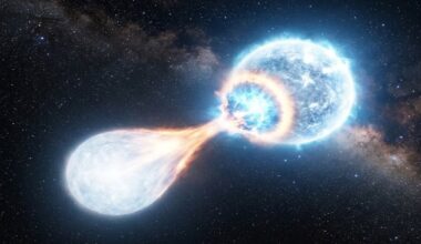 Artistic impression of the double white dwarf binary eRASSU J0608. Credit: Inter-University Centre for Astronomy and Astrophysics