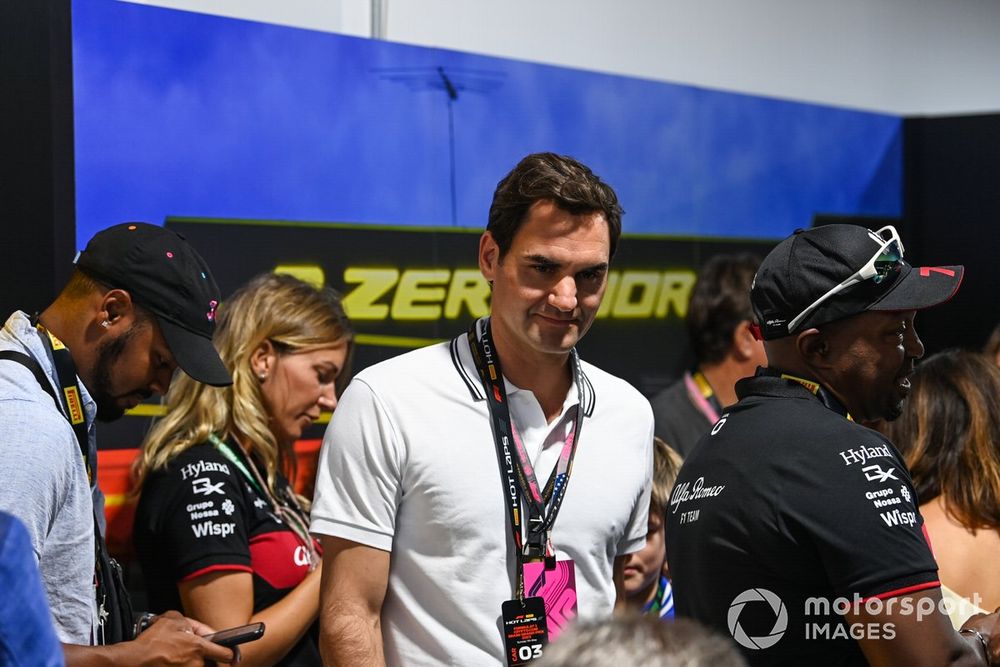 Tennis star Roger Federer attends the Pirelli Hot Laps event
