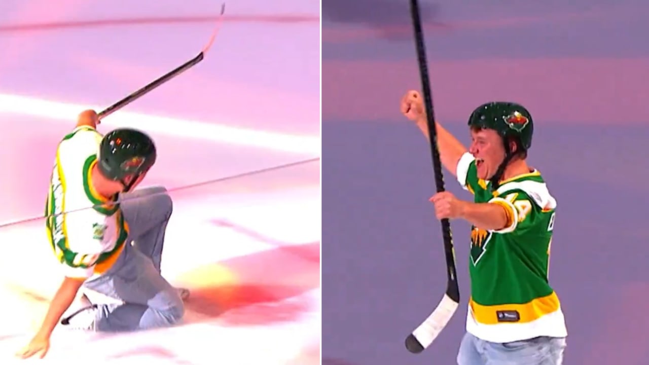 Wild fan finds net from center ice to win season tickets, goes big on celly
