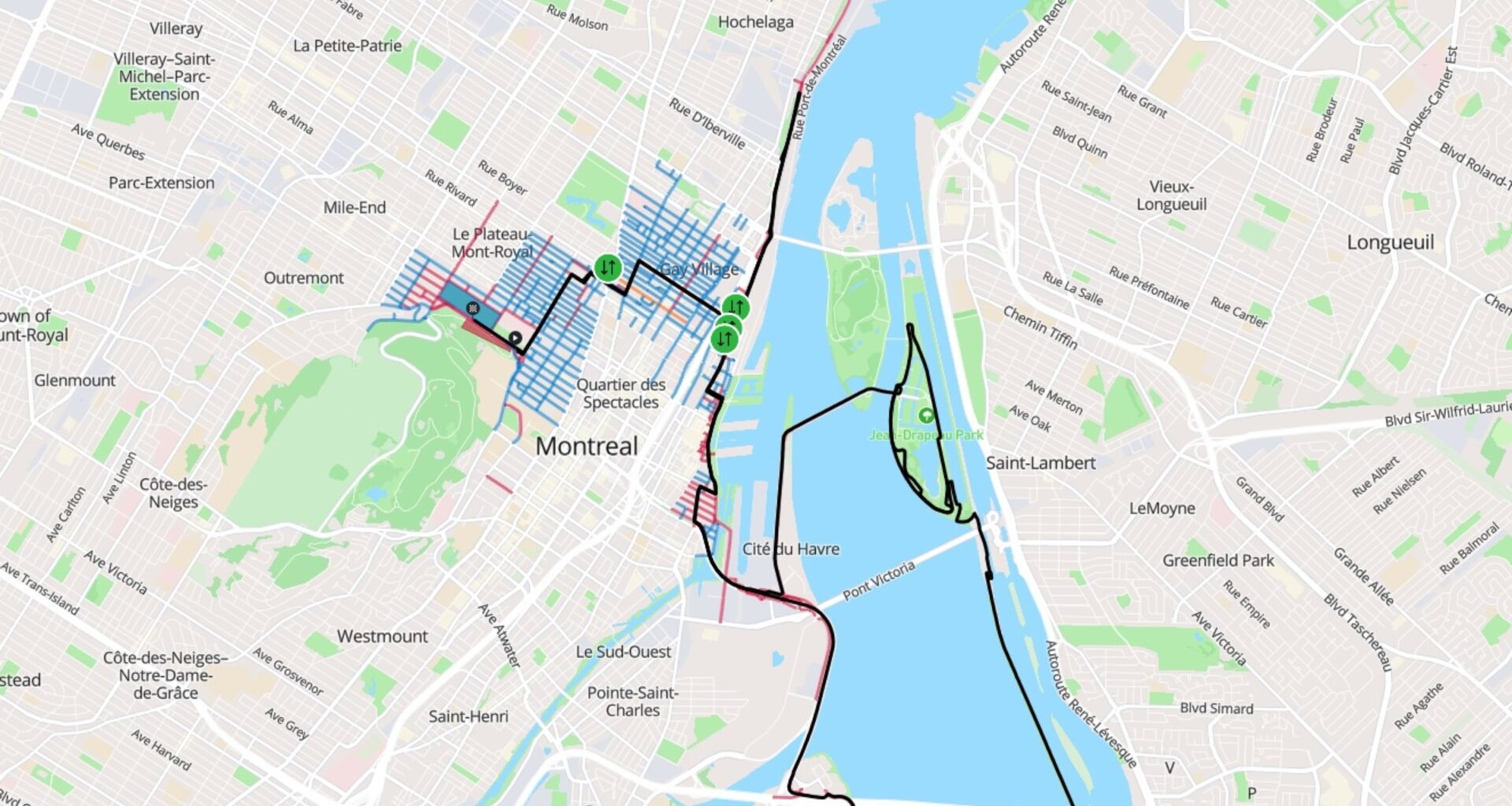 A map shows closed streets in the Plateau, Gay Village and Old Montreal areas, as well as Circuit Gilles-Villeneuve.