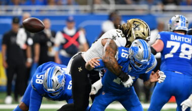 Saints-Lions included controversial reversal of strip-sack-score