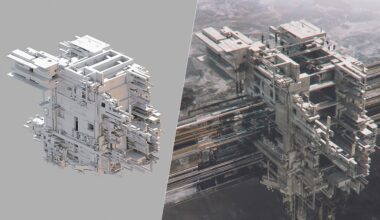 3D art showing sci-fi architecture