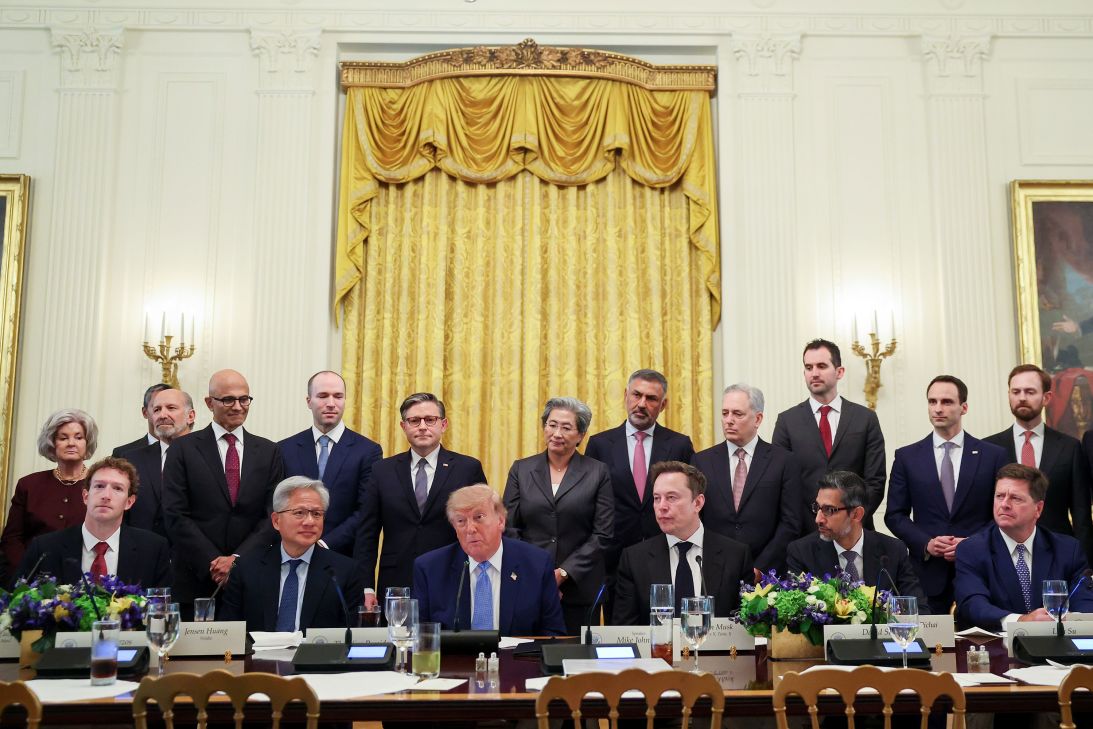 President Donald Trump makes a statement during a meeting about artificial intelligence in the East Room of the White House on September 29, in Washington, DC.
