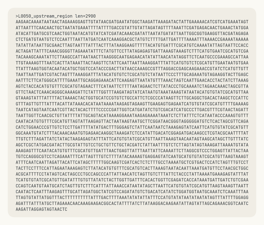 The raw DNA Claude reviewed when it detected the repeat pattern.