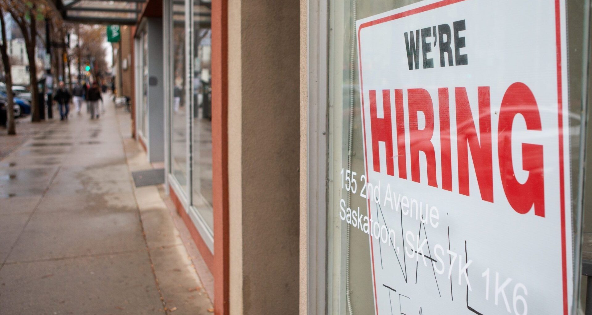 Hiring sign in window