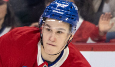 Closeup of Canadiens' Ivan Demidov.