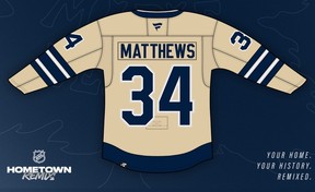 Leaked image purportedly showing design of Toronto Maple Leafs' Hometown Remix jersey.