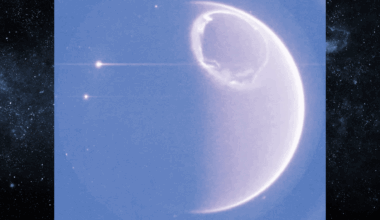 a blue orb with a swirling white ring on its top half
