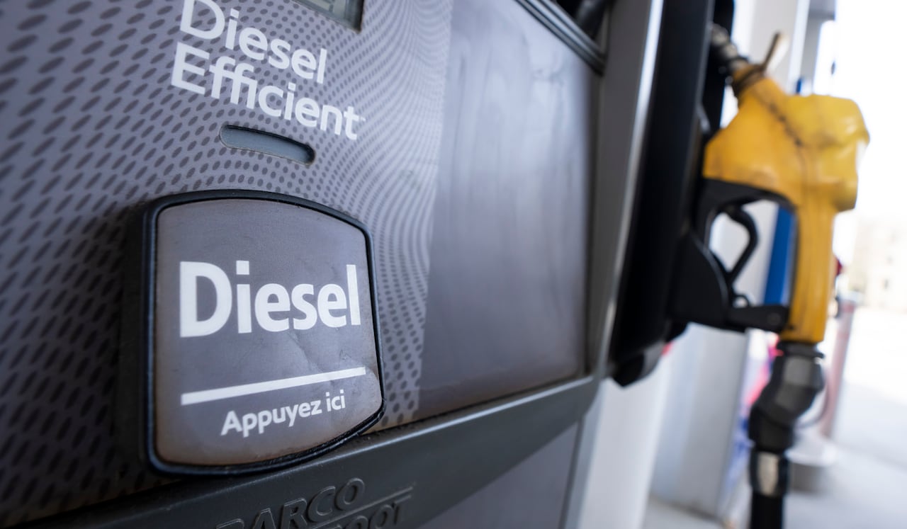 A diesel pump is seen at a gas station in Montreal
