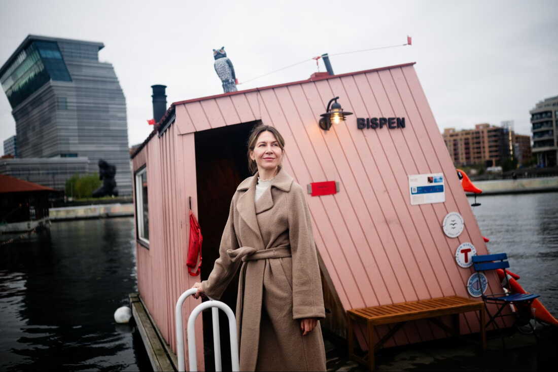 Sauna scientist Eva Hilland from OsloMet University poses for a portrait at Sukkerbiten — the Oslo Sauna Association’s cluster of small saunas in Oslo, Norway, Sept. 25, 2026. Hilland wants to find out if saunas help with stress and mental health issues.