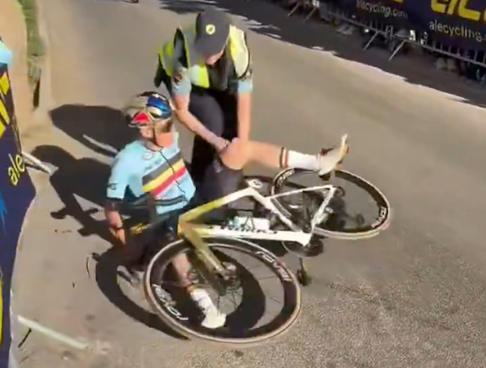 Remco Evenepoel crash: new angle of European title scare