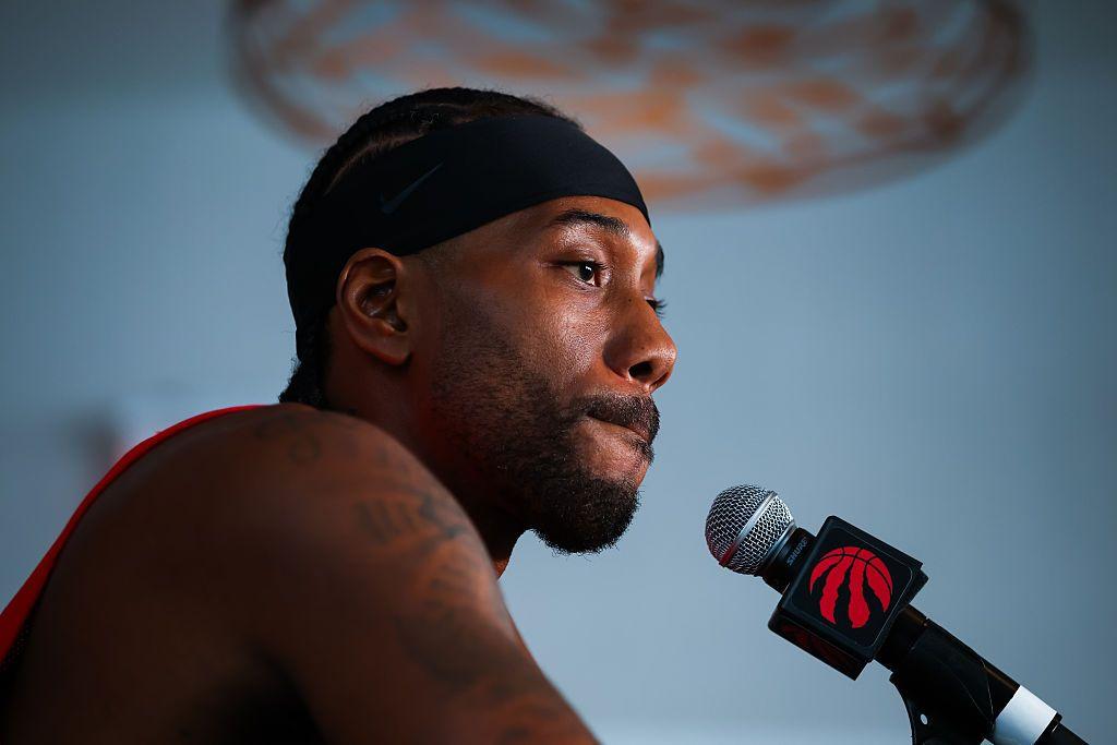 Kawhi Leonard #2 of the Toronto Raptors speaks to media during the Toronto Raptors media day at Hotel X on September 28, 2026 in Toronto, Ontario, Canada.