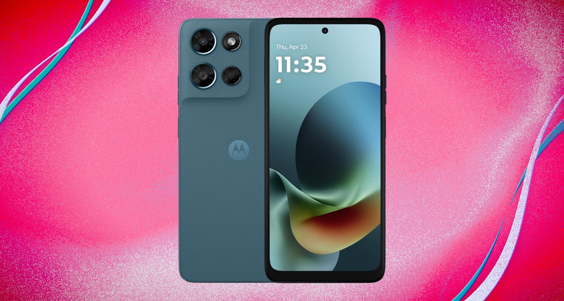 Moto G Play product render on a pink colored background
