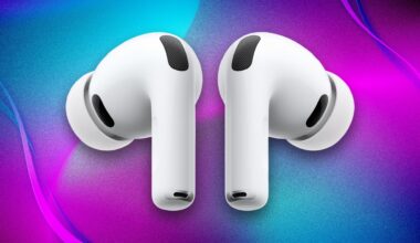 Apple AirPods Pro 3 on a purple background