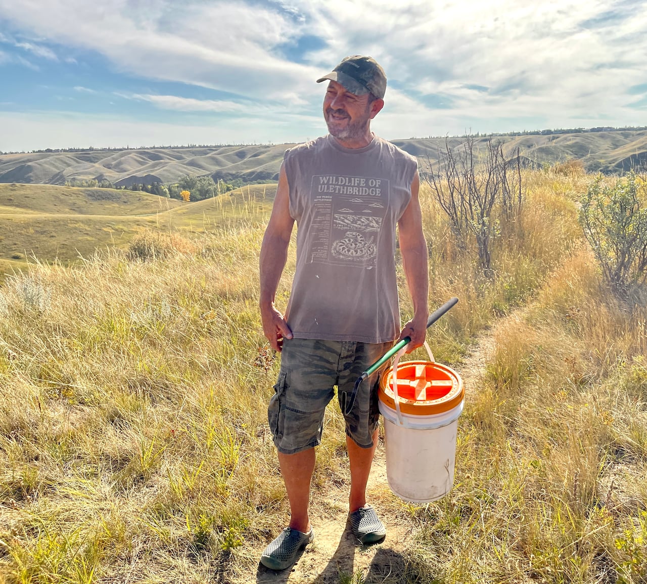 A man in a valley.