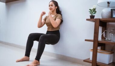 Asian Woman Wall Squat Sit Exercise