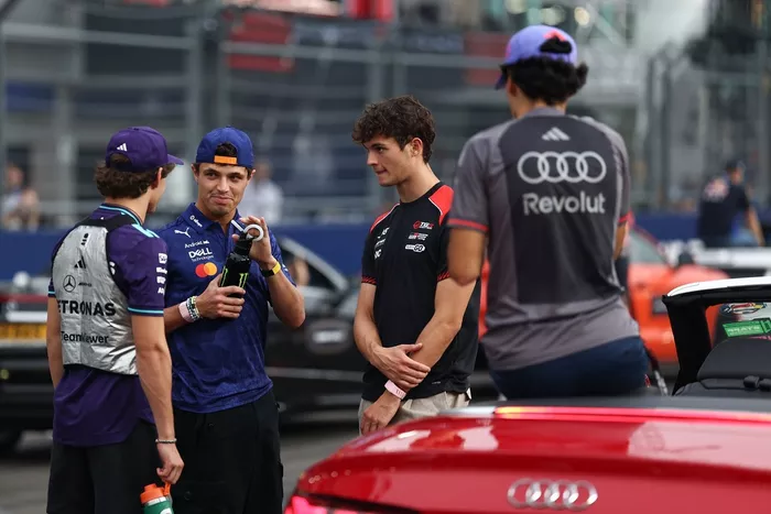 Andrea Kimi Antonelli, Mercedes; Gabriel Bortoleto, Audi F1 Team; Oliver Bearman, Haas F1 Team; Lando Norris, McLaren