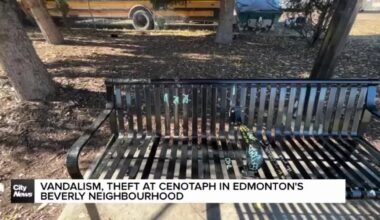 Vandalism, theft at Edmonton cenotaph in Beverly neighbourhood