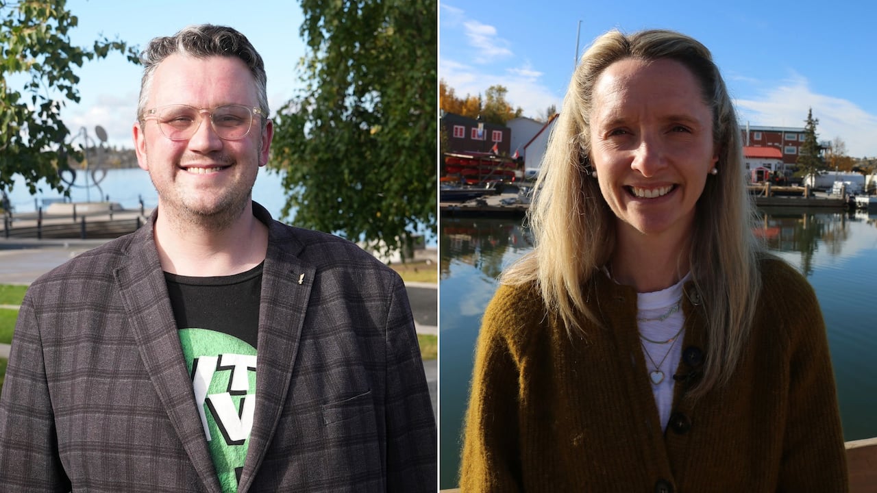 A composite image shows two people.