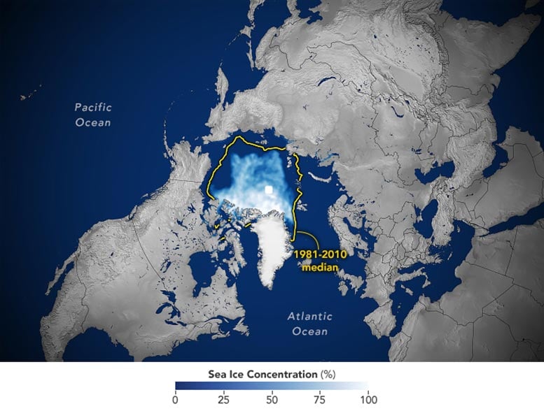 Arctic Sea Ice 2026 Minimum Annotated
