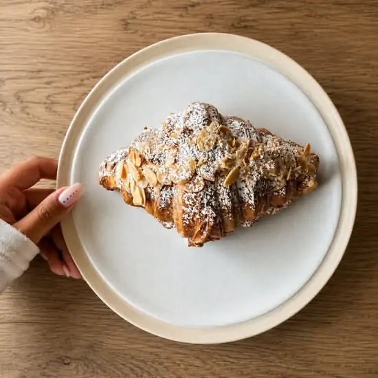 Almond croissant at Oh Delices in Lakewood, NJ