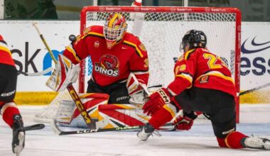 Dinos score twice shorthanded to hand Cougars first loss