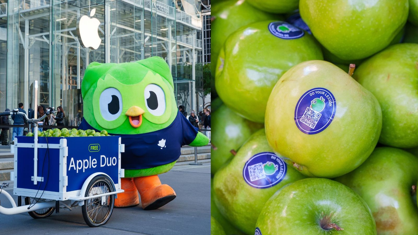 Duolingo goes apple picking with cheeky iPhone Duo stunt