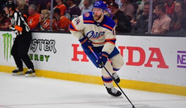 Oilers’ Ekholm clears protocol after hitting head on ice: ‘I think I got an angel watching over me’