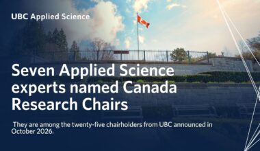 Seven UBC Faculty of Applied Science experts announced as Canada Research Chairs - News