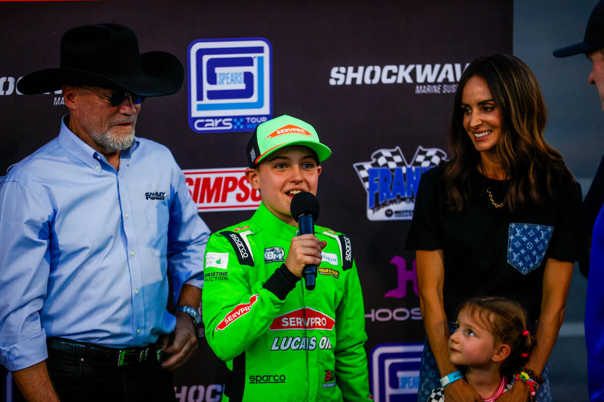Brexton Busch gives the command to start the race before the Kyle Busch Classic at the Las Vega ...