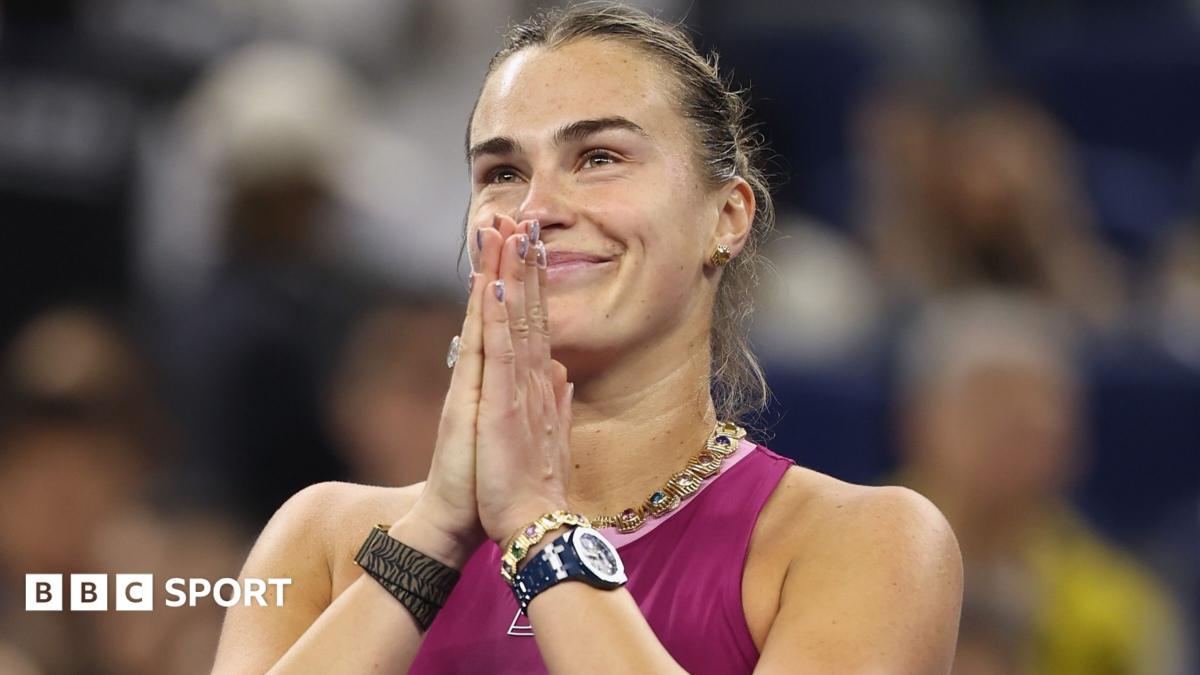 Aryna Sabalenka thanks the crowd in Beijing after her victory over Renata Zarazua