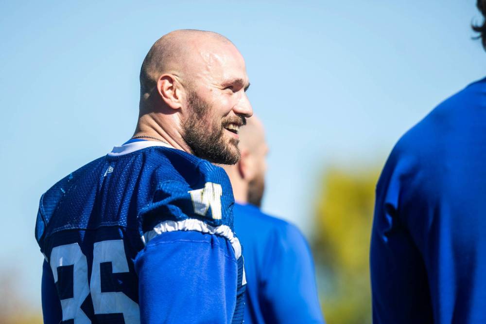 MIKAELA MACKENZIE / FREE PRESS FILES
Winnipeg Blue Bombers defensive end Thiadric Hansen will make his season debut in Montreal. Hansen is one of several returning Bombers in the lineup Saturday night.