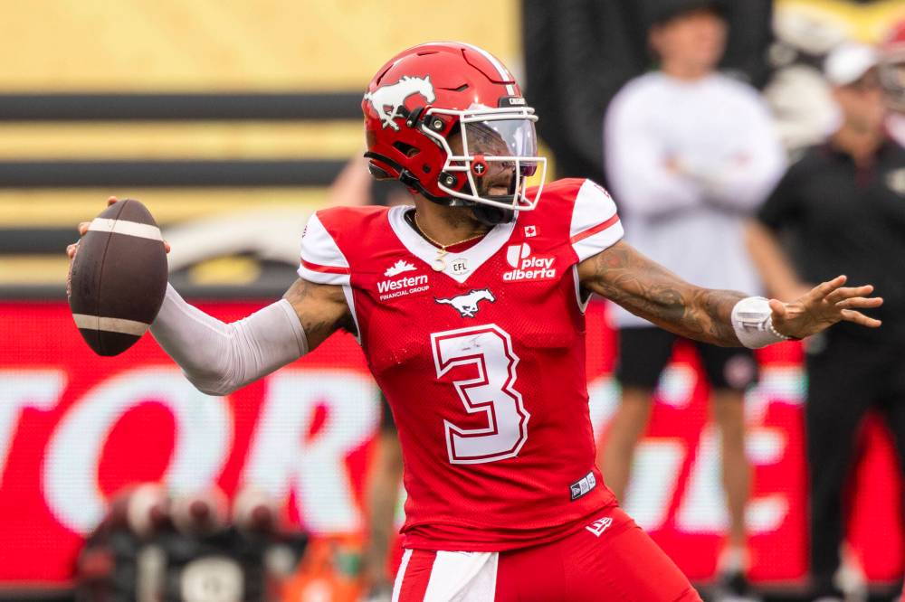 NICK IWANYSHYN / THE CANADIAN PRESS FILES
Calgary Stampeders quarterback Vernon Adams Jr. rolls into Winnipeg coming off back-to-back CFL Player of the Week nods.