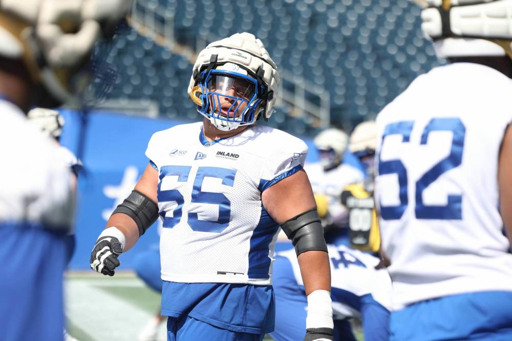 RUTH BONNEVILLE / FREE PRESS FILES
Winnipeg Blue Bombers’ Jarell Broxton was voted the club’s Most Outstanding Defensive Lineman after performing as the club’s best blocker this season by far.
