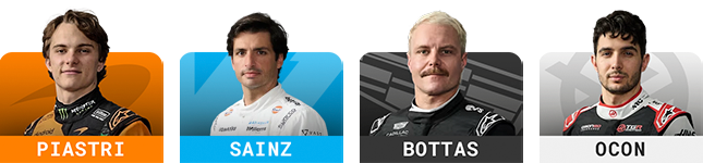 Oscar Piastri, Carlos Sainz, Valtteri Bottas, Esteban Ocon